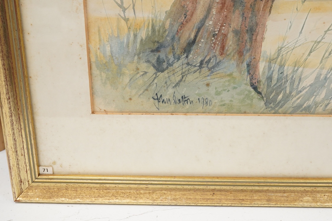 John Skelton (1925-2009), Harbour view with beached vessel, signed and dated 1980, watercolour, 37 x 55cm, Provenance: from the artist's family